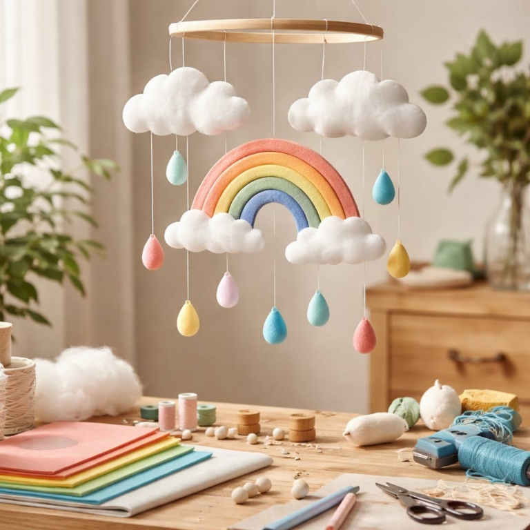 Mobile nuages et arc‑en‑ciel DIY — Tuto simple et poétique pour votre déco